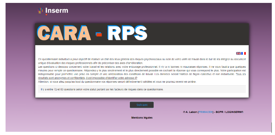 Interface de l'outil CARA-RPS