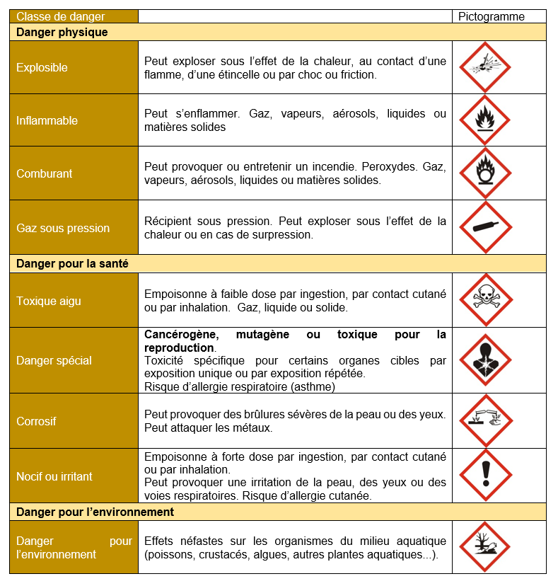 Dangers et risques pour la santé des produits d'entretien
