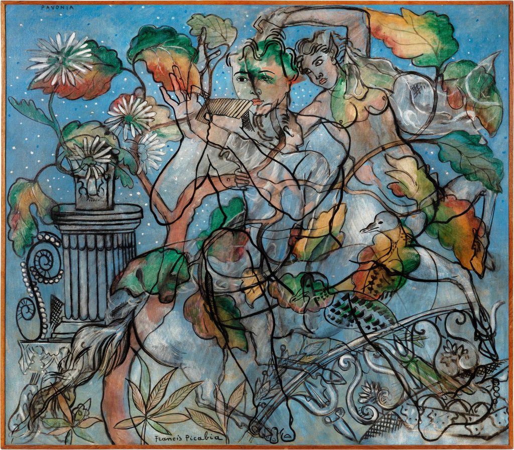 Tableau de l'artiste Françis Picabia intitulé Pavonia. Cette œuvre surréaliste avait été conçue en 1929 pour le grand projet de décoration de l’appartement parisien du marchand d’art Léonce Rosenberg.